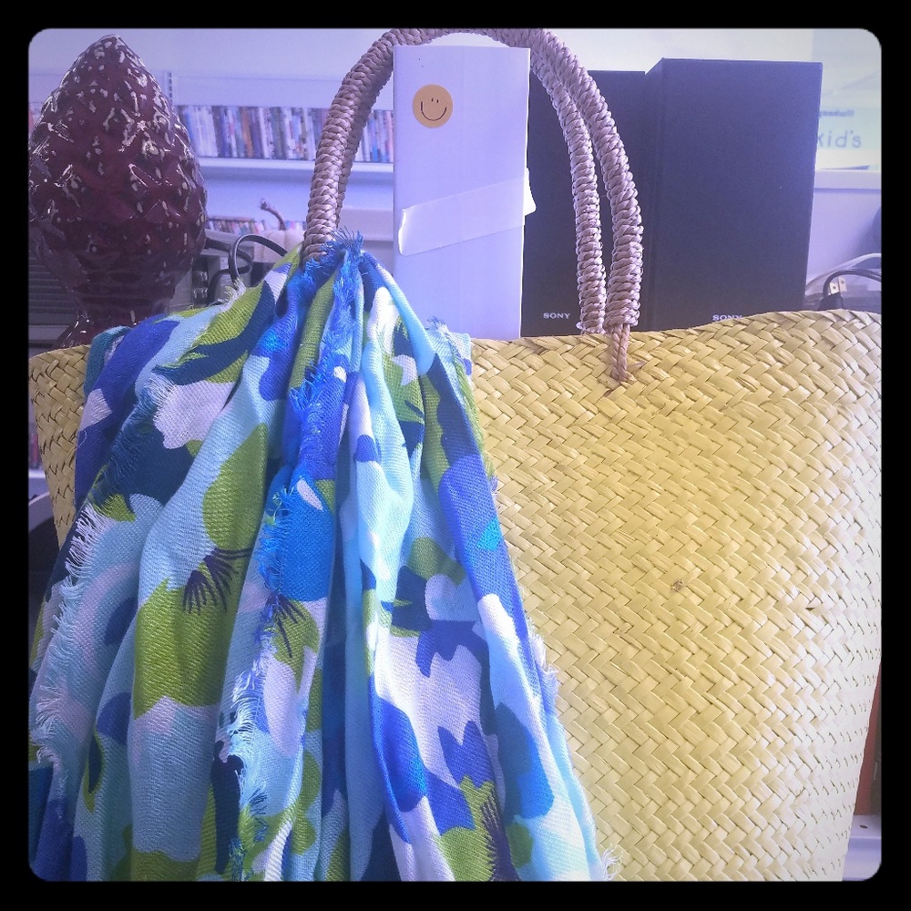 Straw Tote and scarf